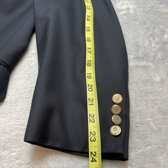 Vtg H Freeman & Son Suit Jacket Blazer Mens 42L Black Wool 2 Gold Button Vented - Picture 14 of 14
